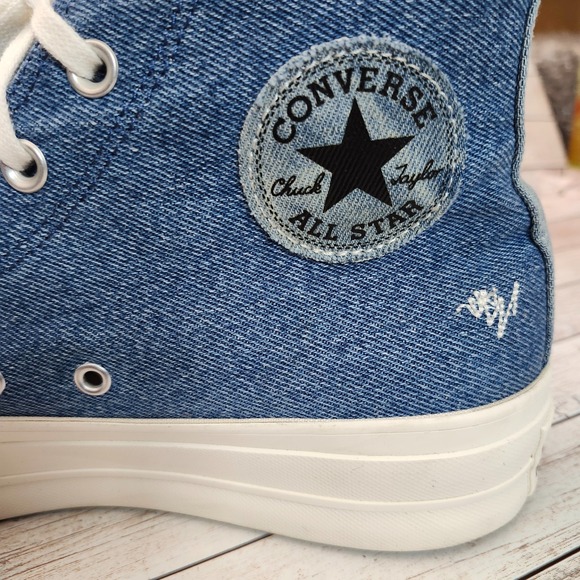CONVERSE Women's Chuck Taylor All Star Lift Denim Jeans  Ortholite Insole 10.5 - Picture 3 of 16
